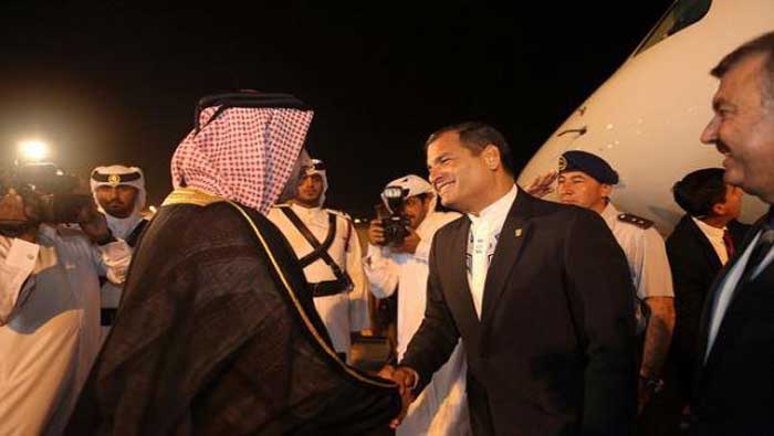 El presidente de Ecuador, Rafael Correa, aseguró que Catar es un socio comercial de suma importancia (Andes)