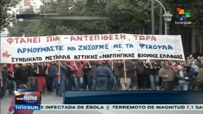 Los griegos harán una huelga nacional el 27 de noviembre para denunciar las políticas de austeridad del Gobierno (Foto: teleSUR)