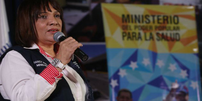 Ministra de Salud venezolana, Nancy Pérez, anunciando la reunión que tendrán la próxima semana los ministros de Salud de los países pertenecientes al Alba. (Foto: AVN)