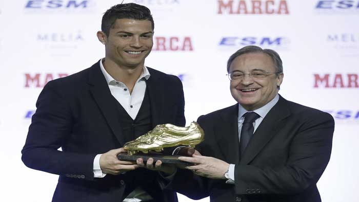 El presidente del Real Madrid, Florentino Pérez, llamó a Cristiano Ronaldo el sucesor del legendario Alfredo Di Stéfano (Foto: EFE)