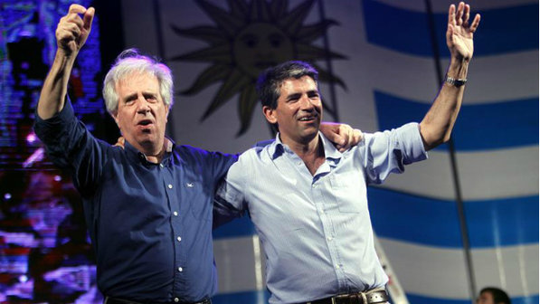 Tabaré Vázquez y Raúl Sendic, representantes de Frente Amplio. (Foto: EFE)