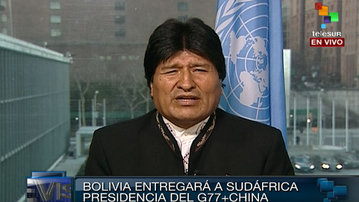 El mandatario boliviano, Evo Morales, aseguró que el primer propósito del G77+China es erradicar la pobreza.