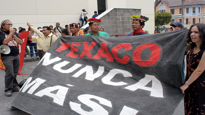 Las protestas por los activistas ecológicos en Ecuador no cesarán hasta que Texaco no cancelé las indemnizaciones.