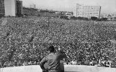 Ante más de un millar de hombres y mujeres, Fidel Castro fue la voz de un pueblo que ese día firmó su compromiso y su lealtad por la humanidad.