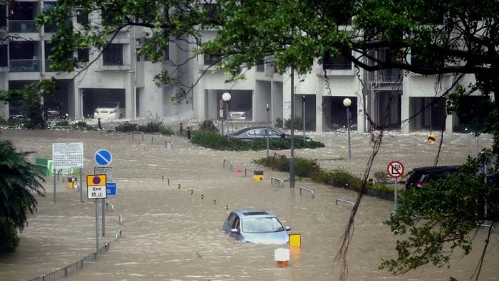 Se reportaron 26 inundaciones en Hong Kong por lluvias a causa del tifón.