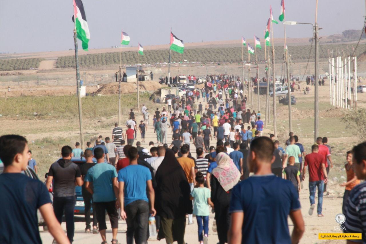 Cerca de seis mil palestinos protestaron cerca de la valla fronteriza de la Franja de Gaza.