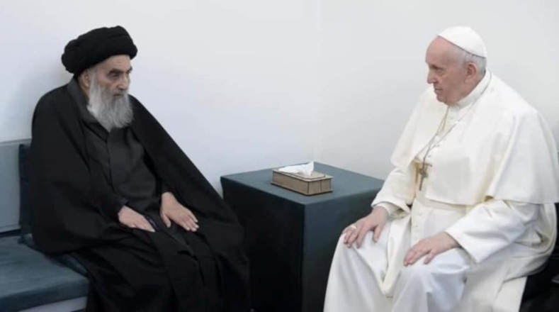 El papa Francisco se reuniò en la ciudad de Najaf, al sur de Bagdad, con el gran ayatolá Al-Sistani, la principal autoridad religiosa chiíta en Irak.