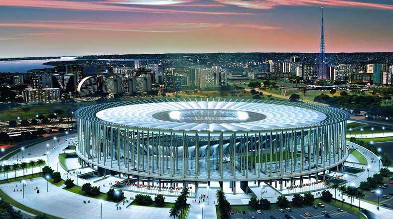Mané Garrincha. Se encuentra en Brasilia (capital) y es el principal estadio de la ciudad. Construido en 1974 y renovado completamente en el 2013 para la Copa Confederaciones y el Mundial del año siguiente.