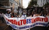 Los manifestantes exigen que Fujimori cumpla su condena de 25 años por crímenes de lesa humanidad.