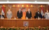 En la ceremonia de convocatoria electoral estuvo presente el presidente paraguayo Mario Abdo Benítez.
