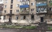 Los bombardeos ucranianos han destruido edificios en la ciudad de Donestk.