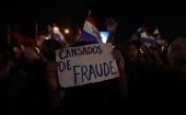 Cientos de manifestantes salieron a protestar en contra del presunto fraude en las afueras del Tribunal Superior de Justicia Electoral, en Asunción.