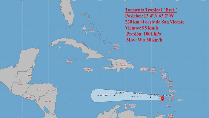 Ciclón Bret afecta con fuertes lluvias a islas del Caribe