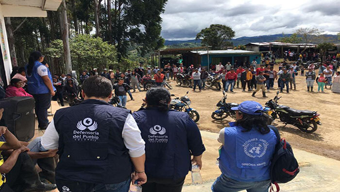 La Defensoría del Pueblo envió a un grupo de funcionarios para atender la situación de los desplazados en el departamento de Huila.