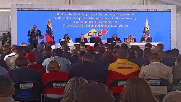 AN de Venezuela entrega al CNE acuerdo de diálogo y propuesta de calendario electoral 2024